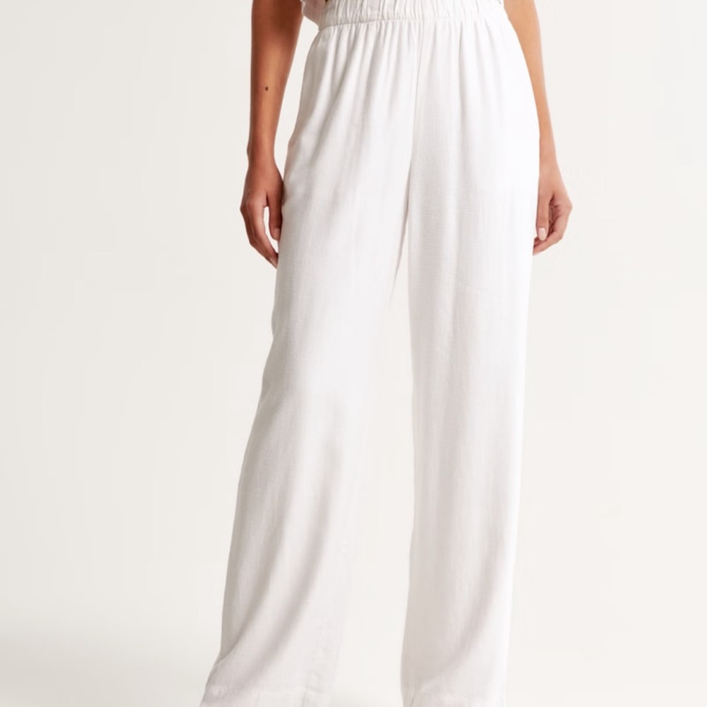 Abercrombie Linen-Blend Pull-On Pant (WHITE)